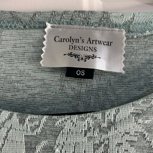 Carolyn’s Artwear Elegant Floral Women's Blouse in Gray and Green Size OS - Picture 3 of 5